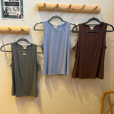 Plus Round Neck Ribbed Tank Top