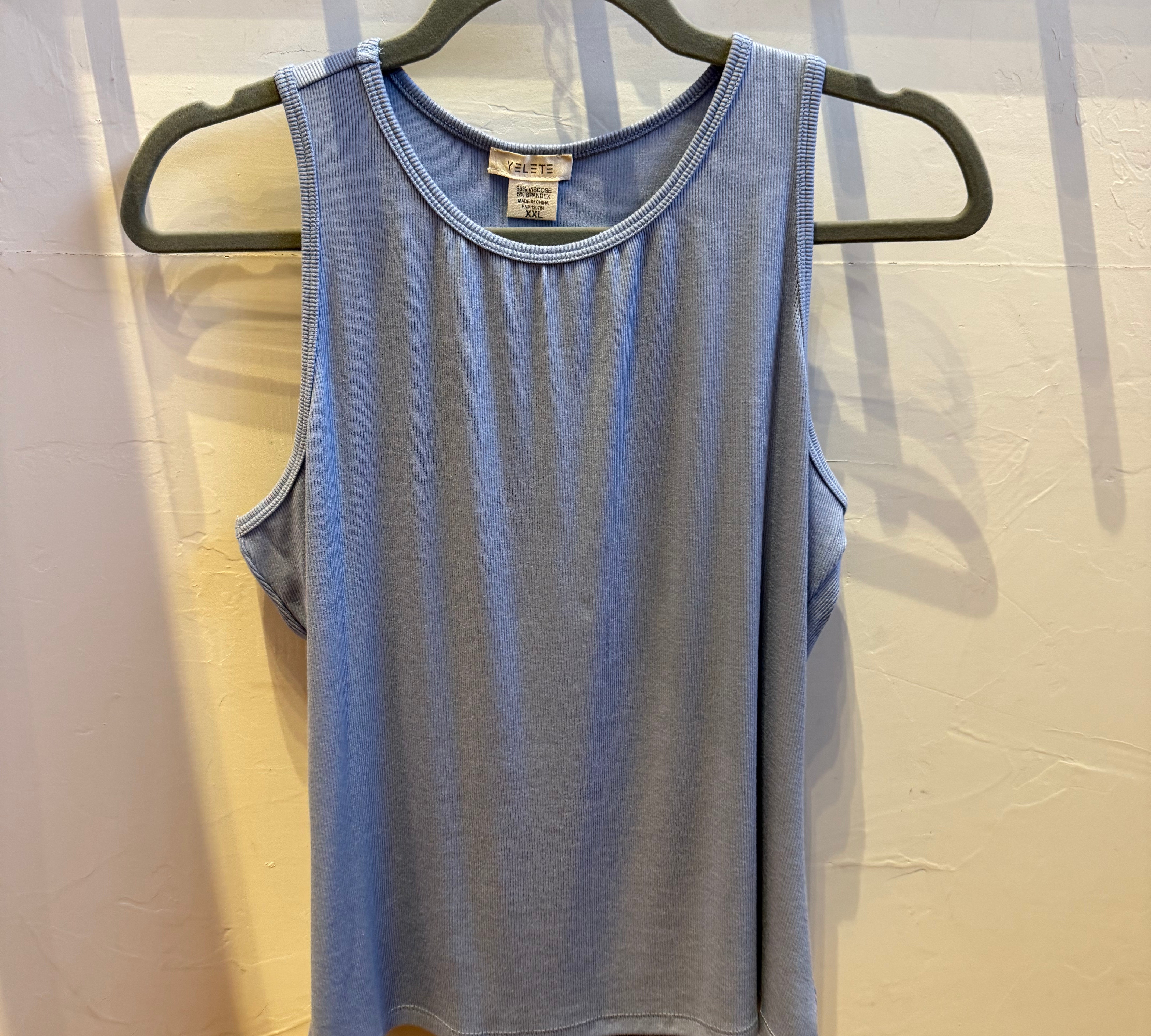 Plus Round Neck Ribbed Tank Top