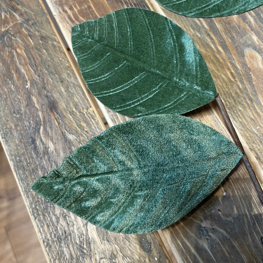 Green Velvet Magnolia Leaf Spray 27.5”