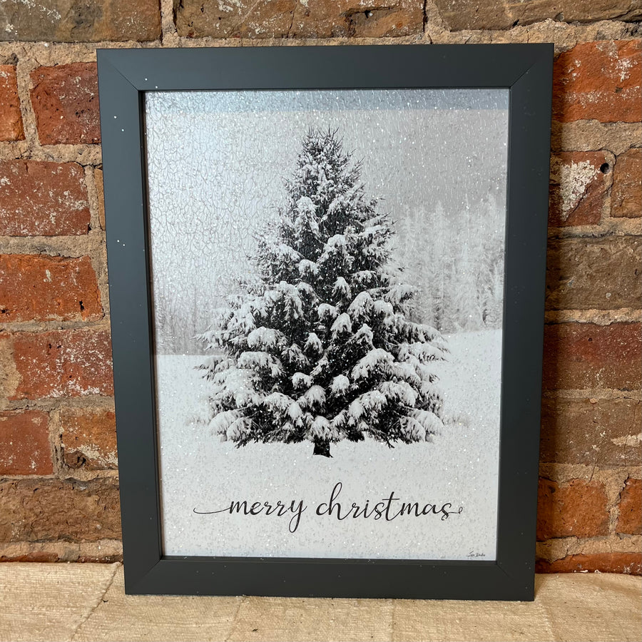 Merry Christmas Snowy Tree Sign 14x18"