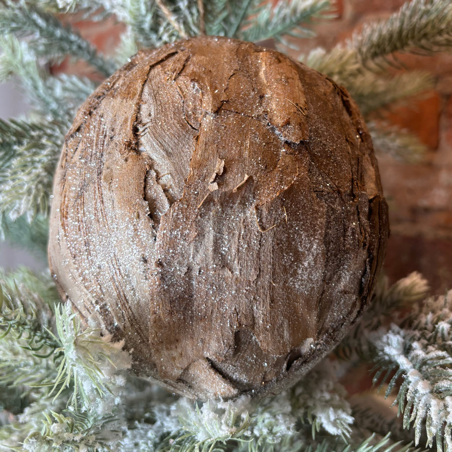 Frosted Natural Birch Ball Orn