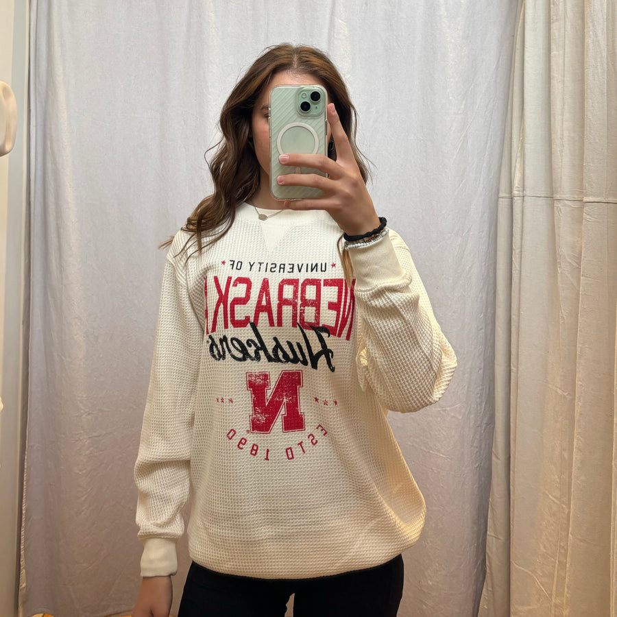 Nebraska Basic Frisco Waffle Crewneck