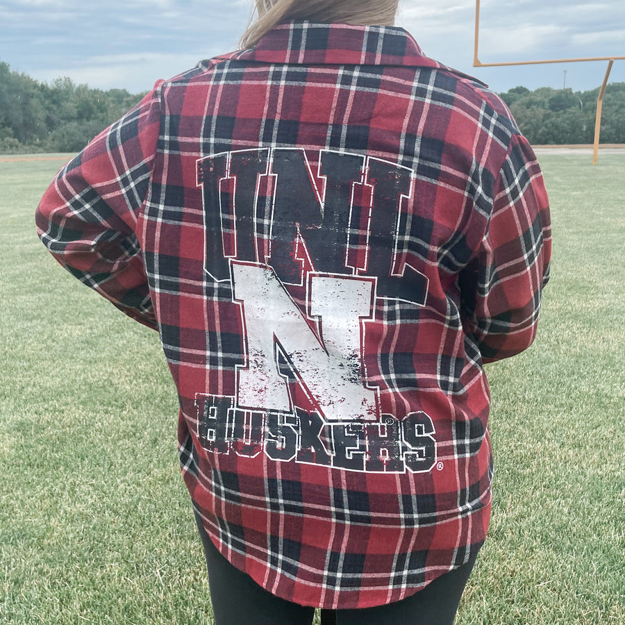 Nebraska Plaid Meyer Mascot Oversize Shirt