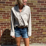 Long Sleeve Reworked Button Down Top