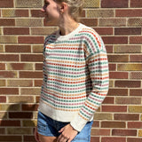 Multi Textured Striped Crewneck