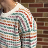 Multi Textured Striped Crewneck