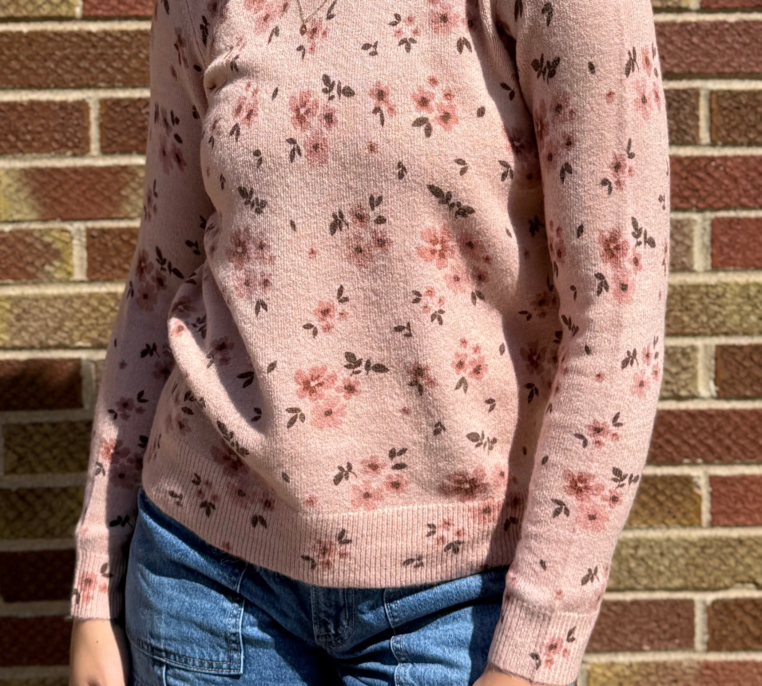 Neutral Floral Crewneck Sweater