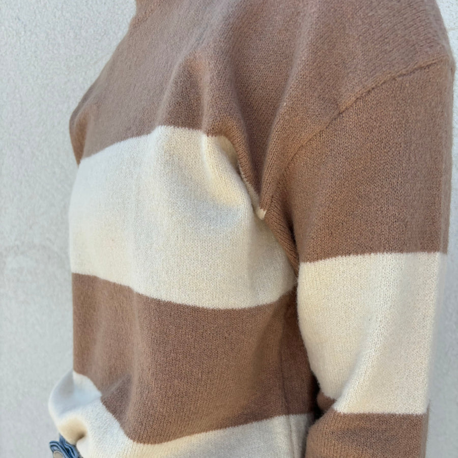 Round Neck Stripe Oversize Sweater