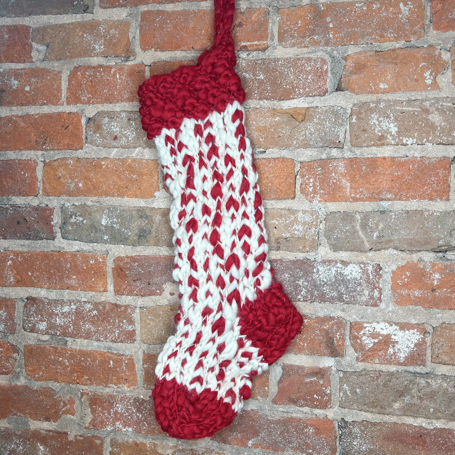 Crochet Red & White Stocking 22”