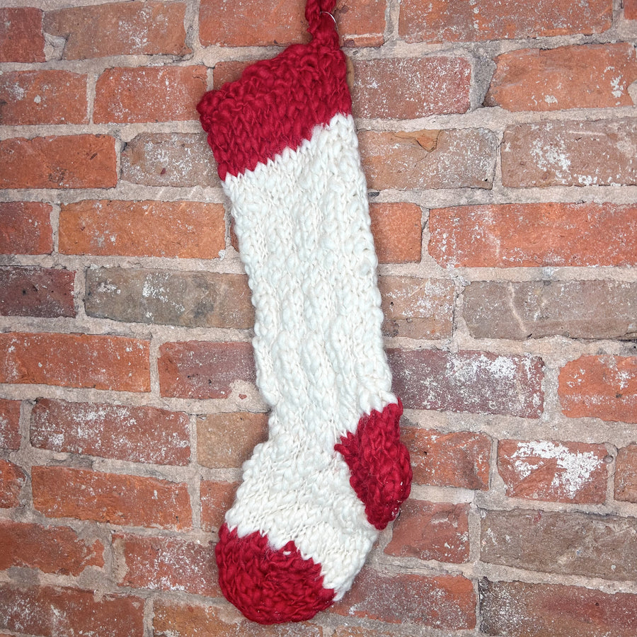 Crochet Red & White Stocking 22”