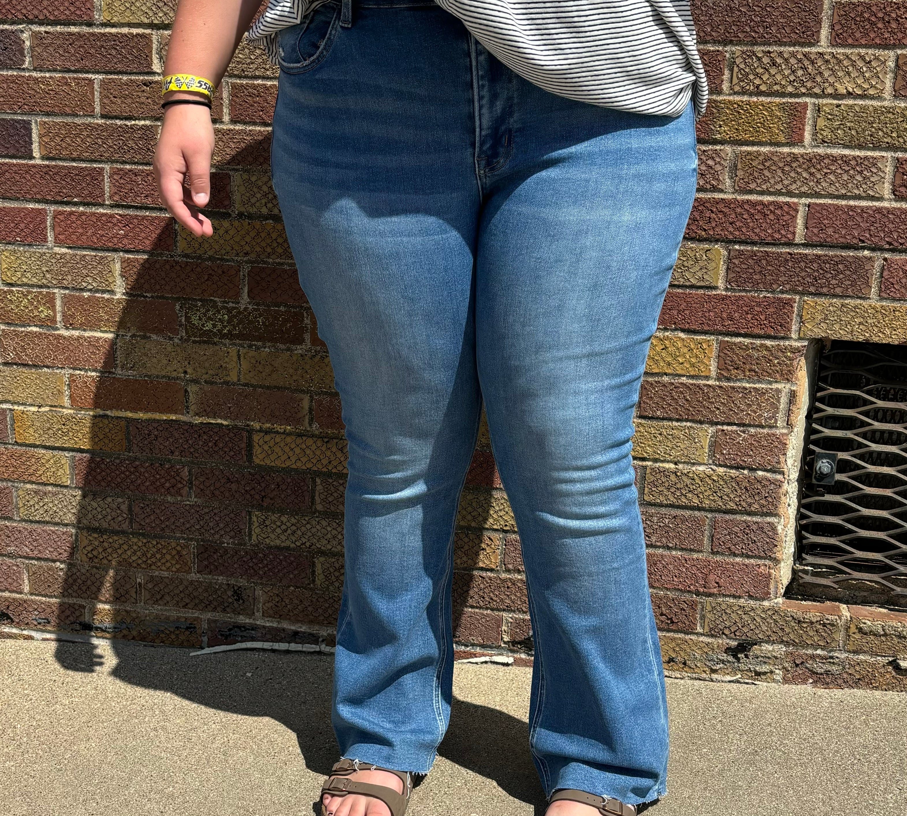Plus Mid Rise Raw Hem Bootcut Vervet Jeans