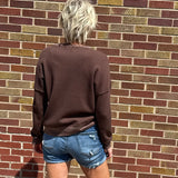 Waffle Crewneck w/Raw Edge Detail