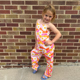 Girls Tangerine/Pink Floral Jumpsuit
