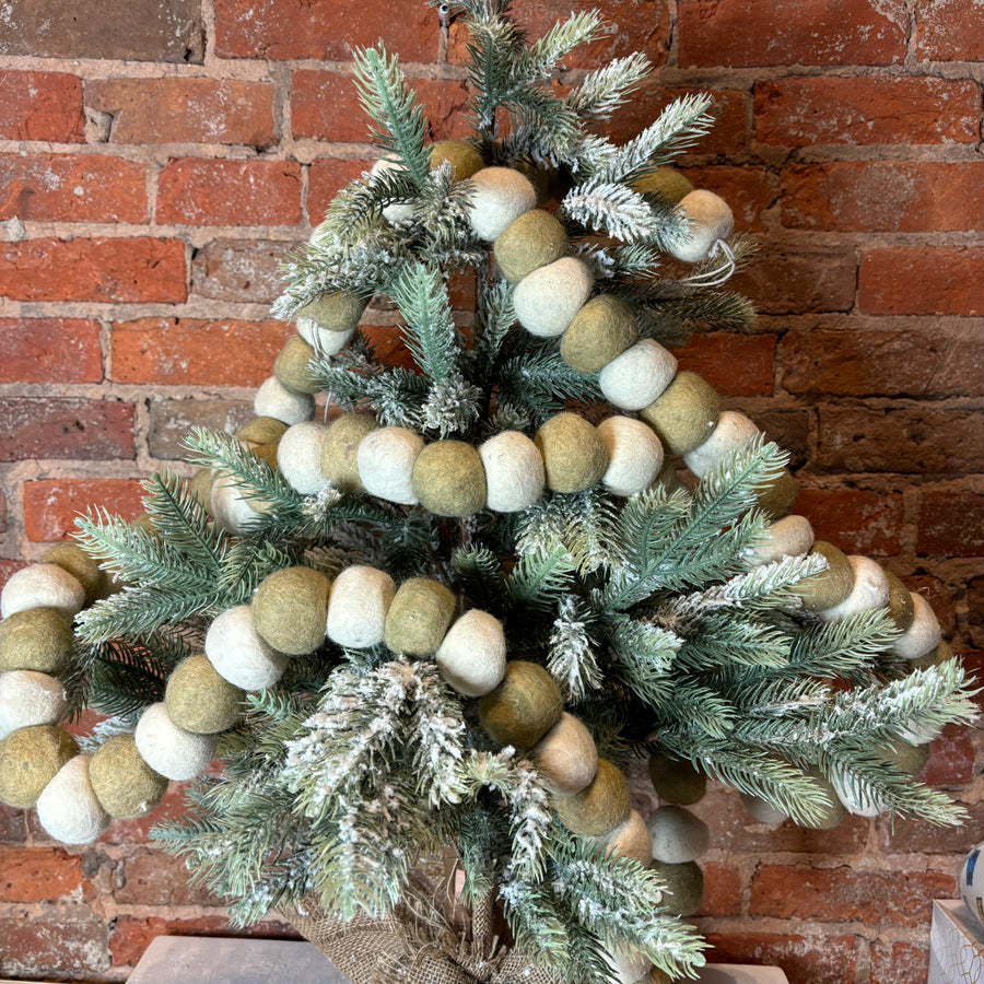 Sage Handmade Wool Felt Ball Garland 144”