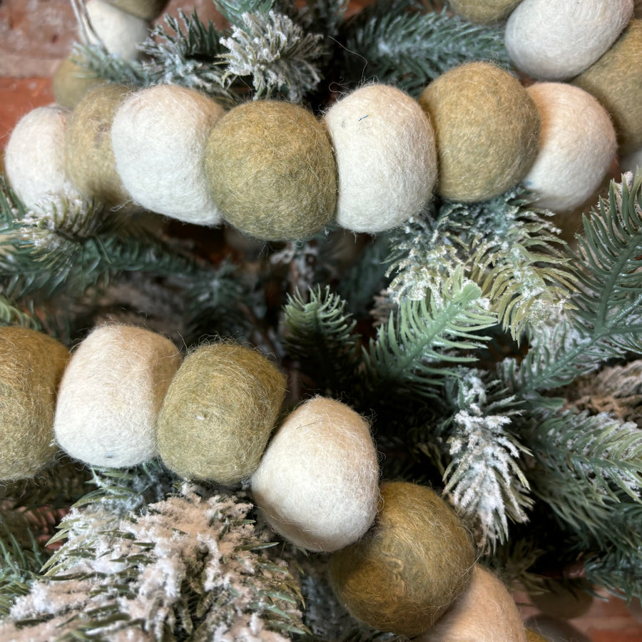 Sage Handmade Wool Felt Ball Garland 144”