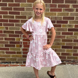 Girls Floral Flutter Sleeve Dress