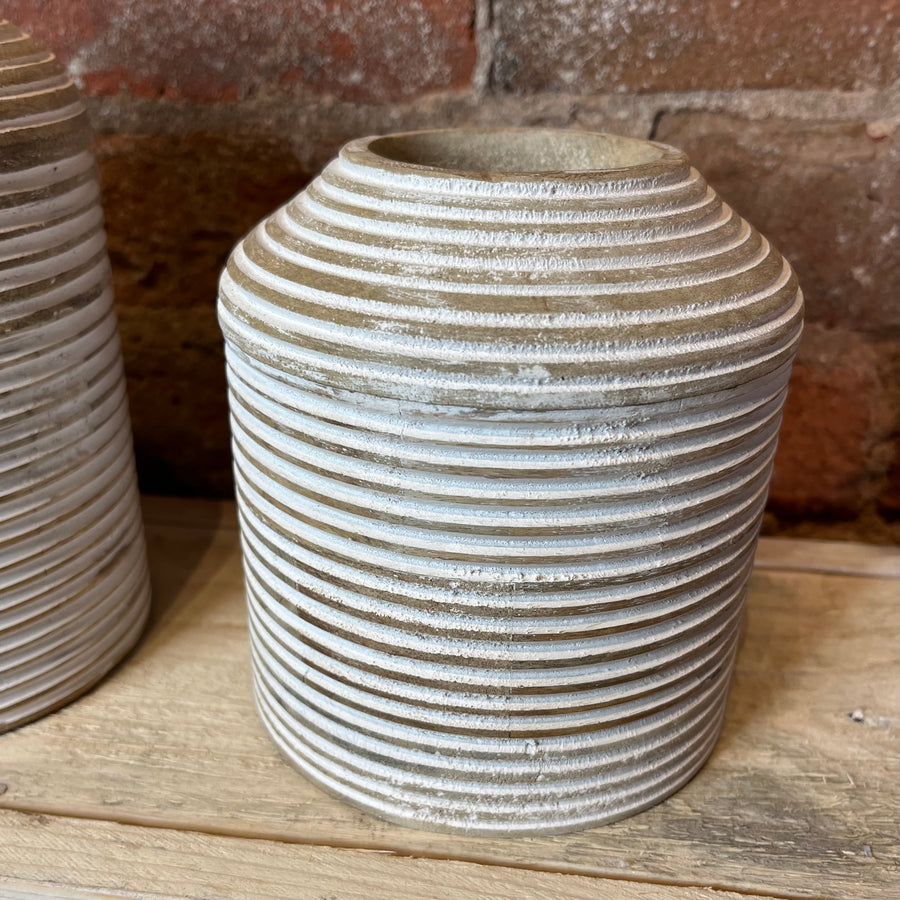 Whitewashed Wooden Stripe Vase