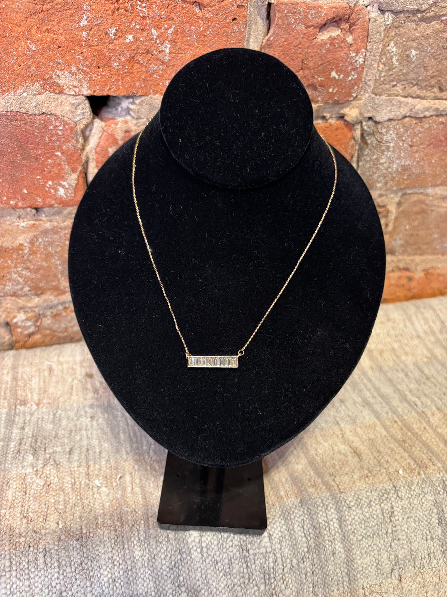Gold Chain Necklace w/Crystal Bar