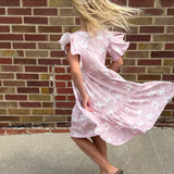 Girls Floral Flutter Sleeve Dress