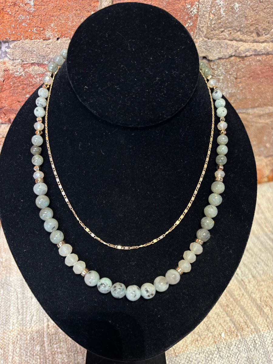 Grey/White Beaded Necklace