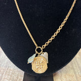 Gold Chain Necklace w/Gold & Pearl Pendant