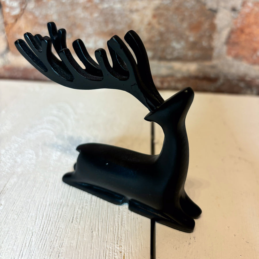 Sleek Black Resin Reindeer