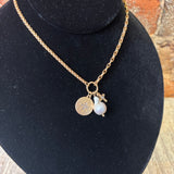 Gold Chain Necklace w/Gold & Pearl Pendant