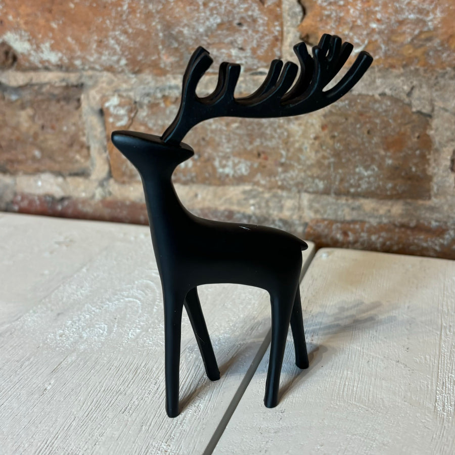 Sleek Black Resin Reindeer