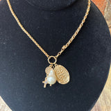 Gold Chain Necklace w/Gold & Pearl Pendant