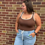 Plus Two Tone U Neck Tank