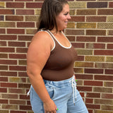 Plus Two Tone U Neck Tank