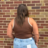 Plus Two Tone U Neck Tank