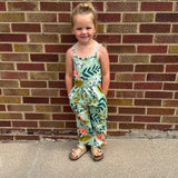 Girls Sage/Pink Floral Jumpsuit