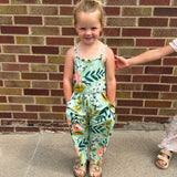 Girls Sage/Pink Floral Jumpsuit