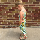 Girls Sage/Pink Floral Jumpsuit