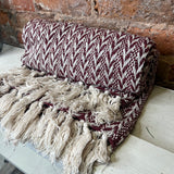 Red/Natural Herringbone Stripe Throw 60x50”