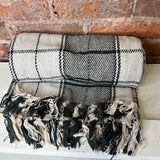 Green Plaid Woven Throw w/ Fringe 50x60”