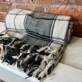 Green Plaid Woven Throw w/ Fringe 50x60”