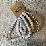 Multi Crystal Coin Charm Bracelet Set