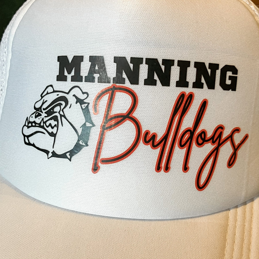 White Manning Bulldog Foam Trucker Hat