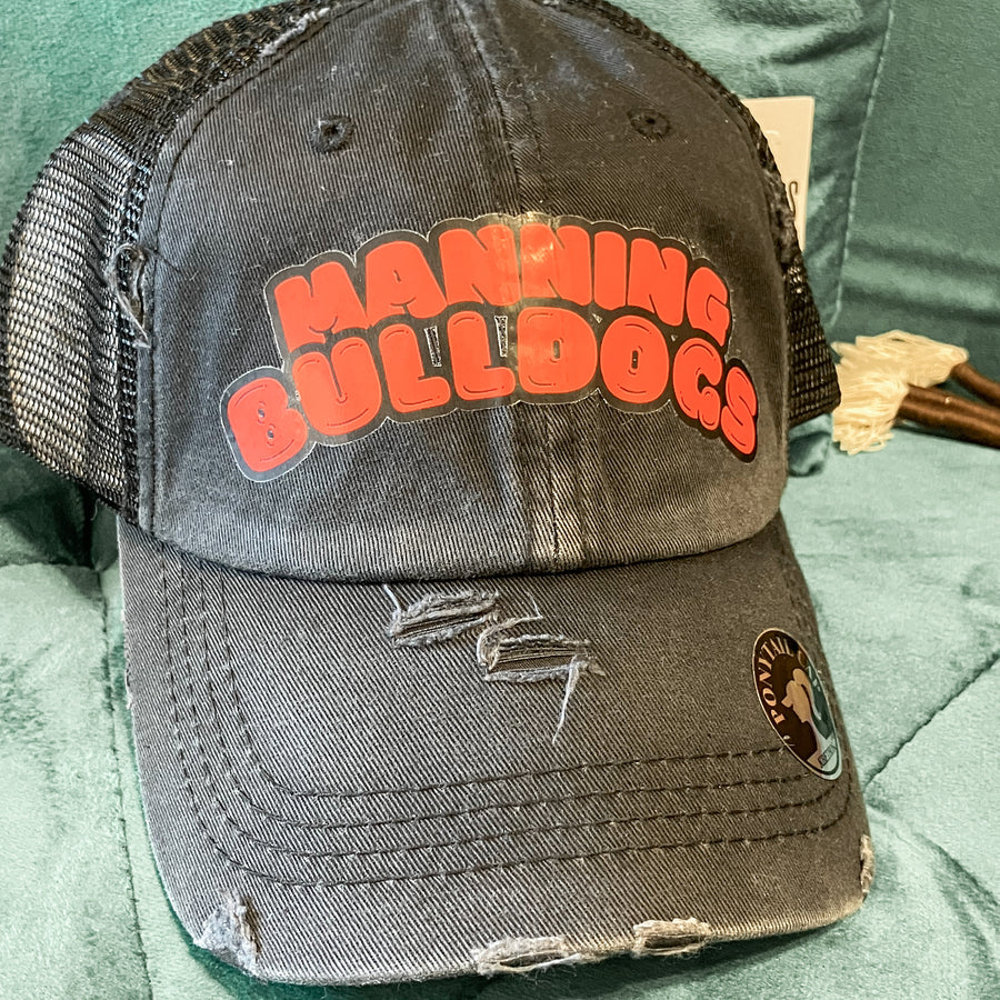 Manning Bulldog Bubble Letter Ponytail Hat