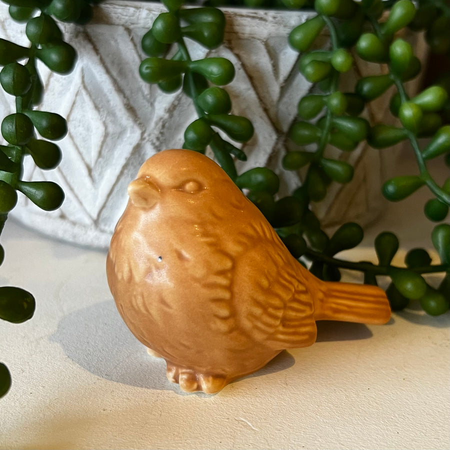 Orange Stoneware Bird 3”