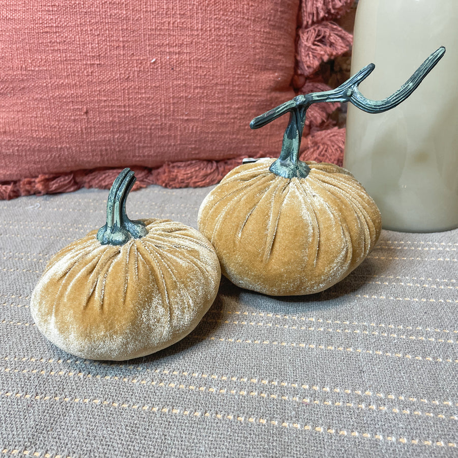 Yellow Velvet Stuffed Pumpkin