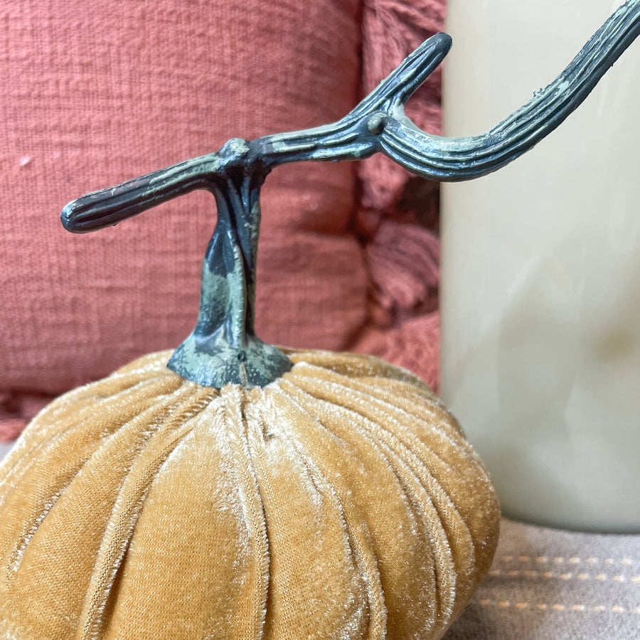 Yellow Velvet Stuffed Pumpkin