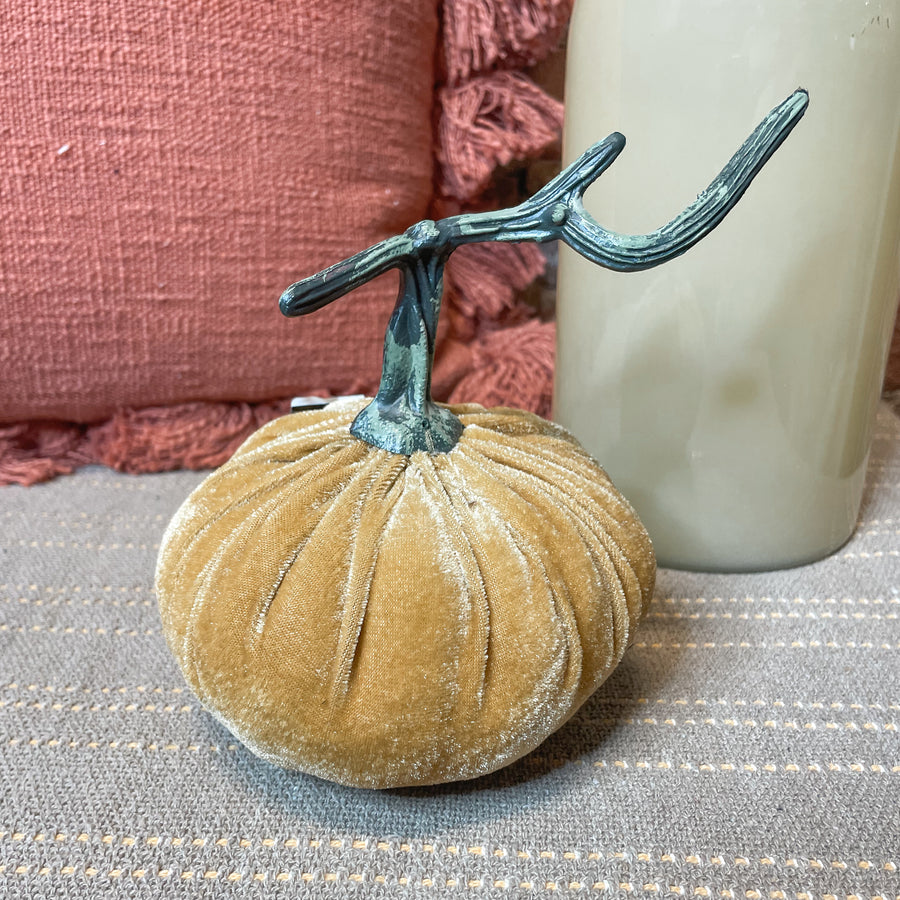 Yellow Velvet Stuffed Pumpkin