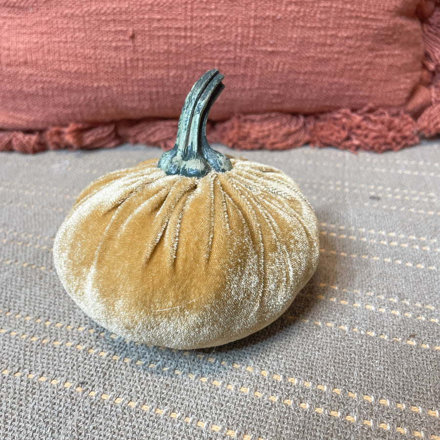 Yellow Velvet Stuffed Pumpkin