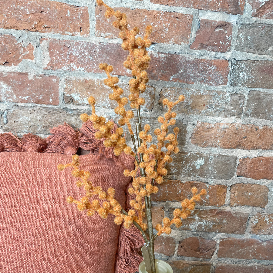 Orange Flocked Berry Stem 28”