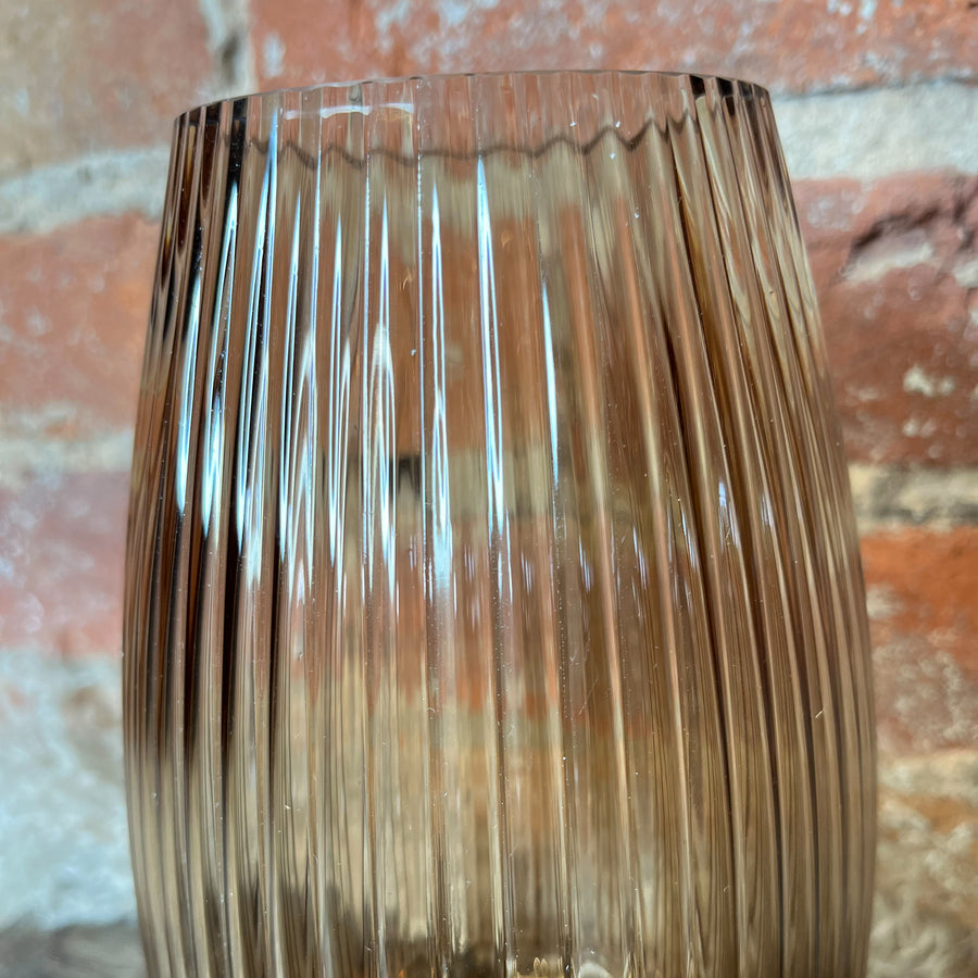 Ribbed Amber Glass Vase