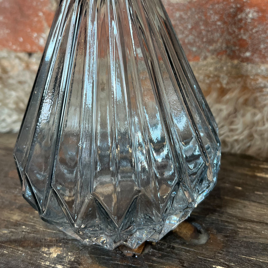 Gray Ribbed Glass Vase 6.5"