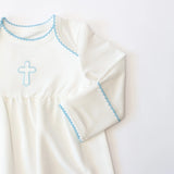Blue Cross Embroidered Pip Gown